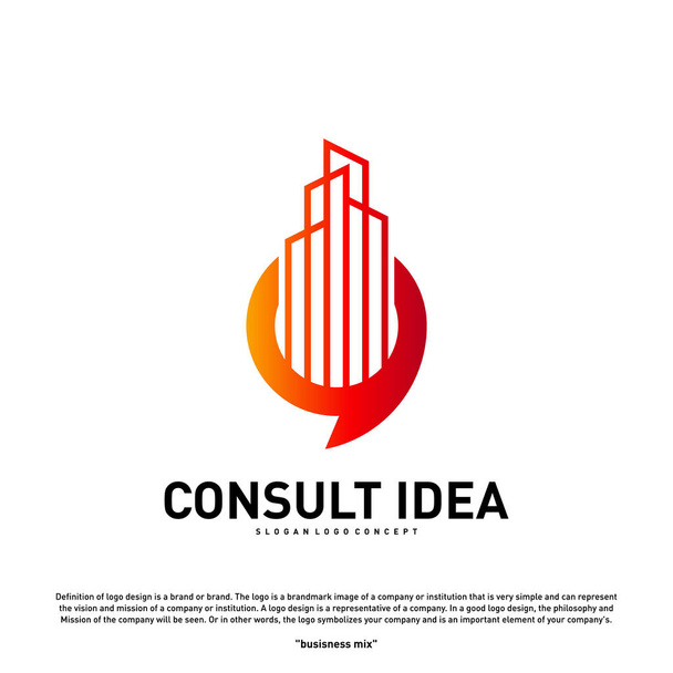 Modern Building Consulting Agency λογότυπο πρότυπο σχεδιασμού. Σύγχρονη Πόλη Chat έννοια λογότυπο - Διάνυσμα, εικόνα