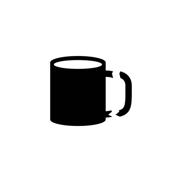 Rozbitý šálek čaje, zničit porcelánový hrnek plochý vektor ikona - Vektor, obrázek