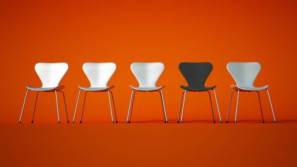 Chairs in gray, white and orange - Fotoğraf, Görsel
