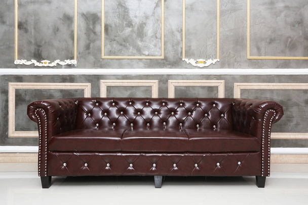 brown leather sofa in the room - Photo, Image