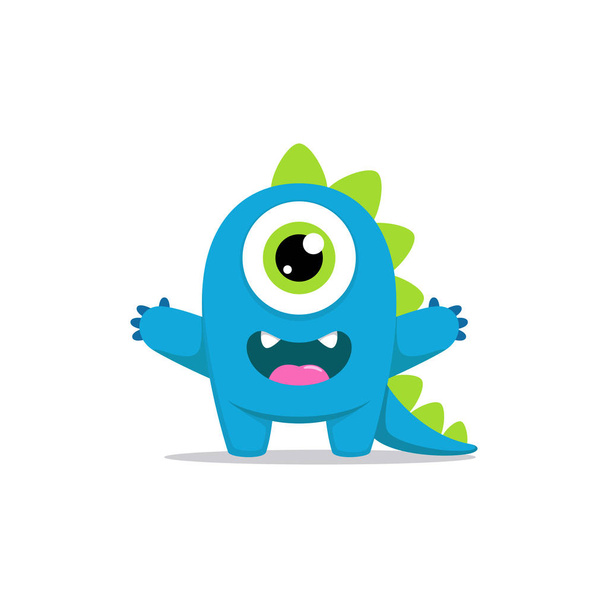 Monstruo lindo personaje de dibujos animados mascota Clipart Vector ilustración para la decoración del hogar de Halloween etiqueta engomada niños Kindergarten pared con cara colorida y amigable
 - Vector, imagen