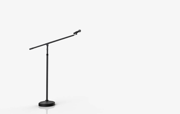 3d rendering. A microphone stand podium on white background. - Foto, afbeelding
