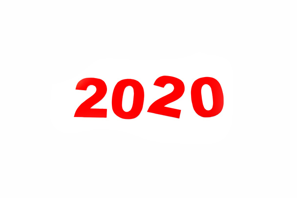 vista superior de colorido rojo 2020 número aislado en blanco
 - Foto, imagen