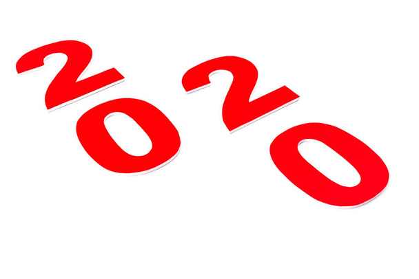 colorful red 2020 number isolated on white - Valokuva, kuva