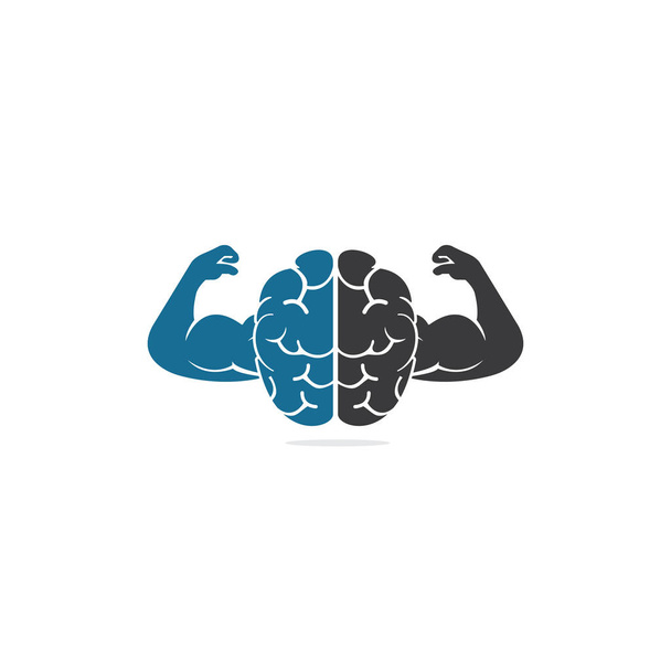 Strong brain vector logo design. Brain, intellect power. Willpower concept. high IQ concept. Brain with strong double biceps. Vector illustration. - ベクター画像