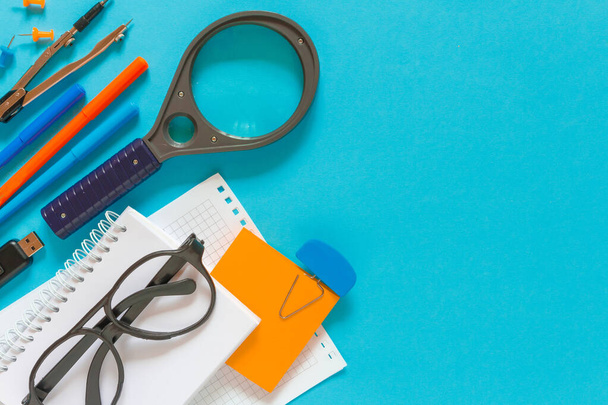 Back to school design with colorful education items and space for text in the background. School background. - 写真・画像