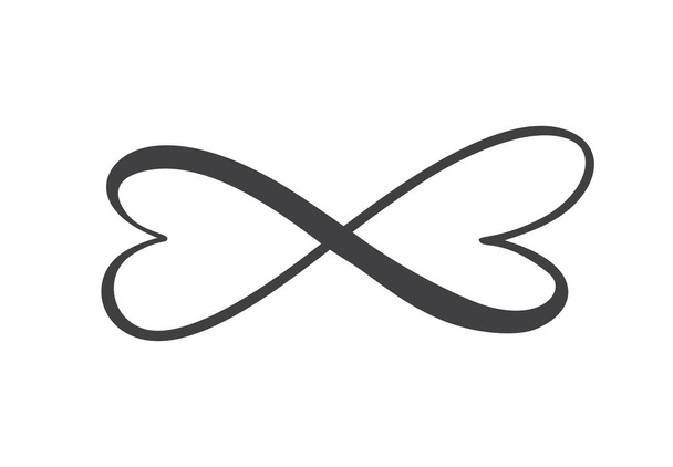 Dois corações amam o logotipo com sinal Infinito. Design flourish elemento para cartão de namorados. Ilustração vetorial. Casamento de símbolo romântico. Modelo para t-shirt, banner, cartaz
 - Vetor, Imagem