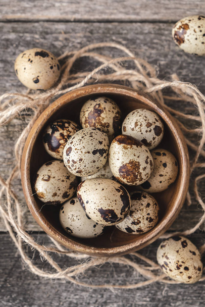 Quail eggs. Diet and healthy  food. Top view. - Fotoğraf, Görsel