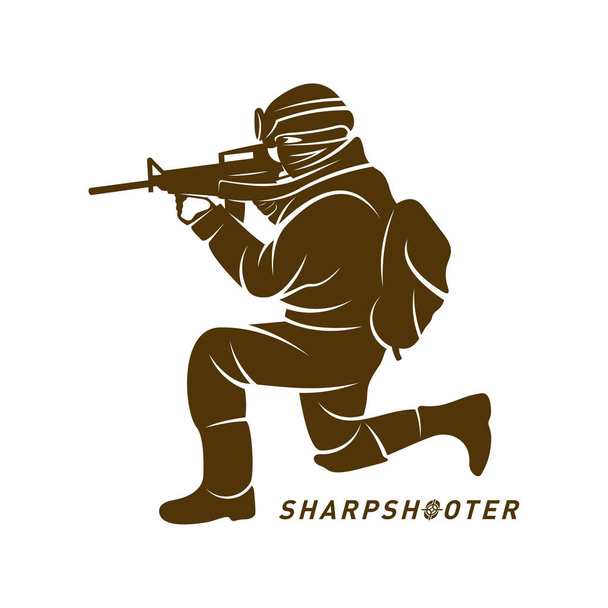 Снайпер векторний стиль дизайну логотипу концепції, логотип стилю Шарпшотер Шаблон, емблема і друк сорочки. снайперська ілюстрація для спортивної команди
. - Вектор, зображення