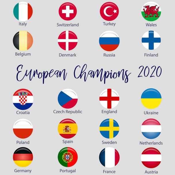 Banderas de los países participantes en el Campeonato Europeo de Fútbol
 - Vector, Imagen