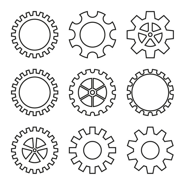 icons of gear wheel - Vector, Image