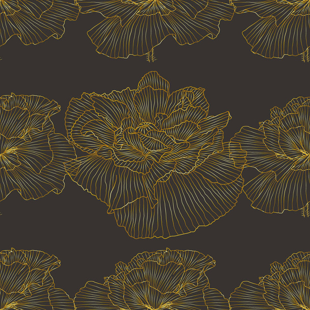 Retro pattern of gold poppies. Ornament in art nouveau style. - Διάνυσμα, εικόνα