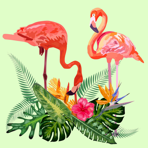 Ozdobione egzotycznym dżungli dżungli las palm potwór gree - Wektor, obraz