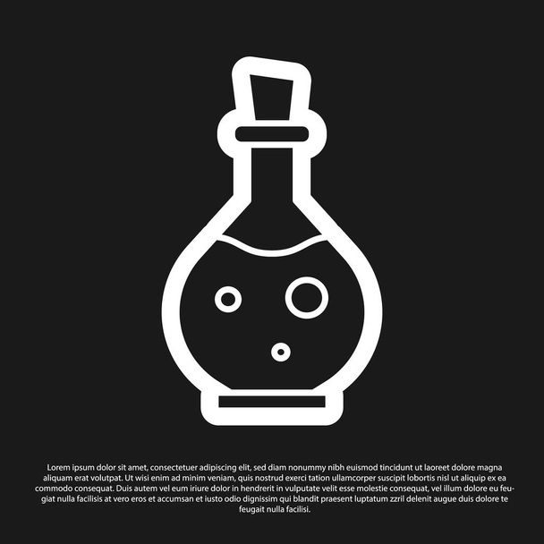黒の背景に分離魔法のエリキシルアイコンとブラックガラスボトル。コンピュータゲーム資産。ベクターイラスト - ベクター画像