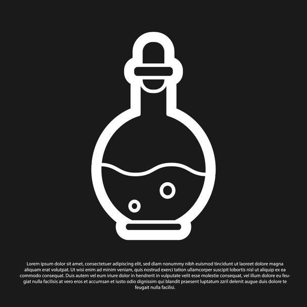 Botella de cristal negro con ícono de elixir mágico aislado sobre fondo negro. Activo del juego de ordenador. Ilustración vectorial
 - Vector, Imagen