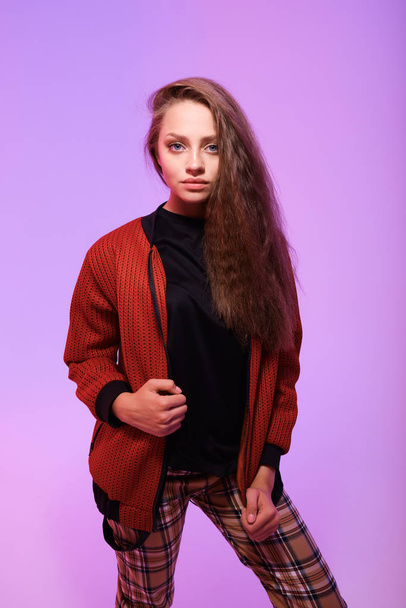 studio portrait of young beautiful woman with long hair  - Fotografie, Obrázek