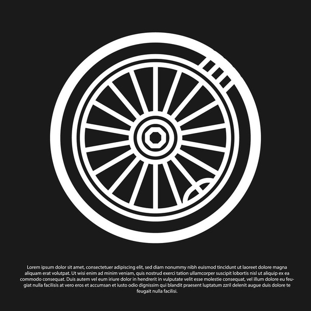 Icono de rueda de coche negro aislado sobre fondo negro. Ilustración vectorial
 - Vector, Imagen