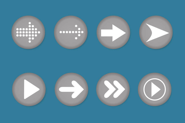 Pijlen pictogrammen ingesteld op blauwe achtergrond - Vector, afbeelding