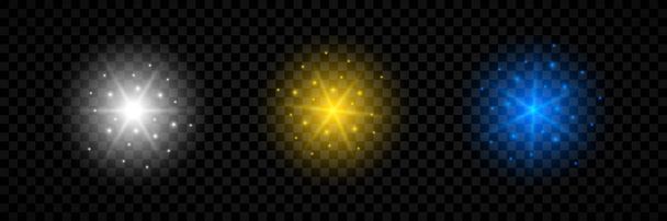 レンズフレアの三つの光の効果のセット - ベクター画像