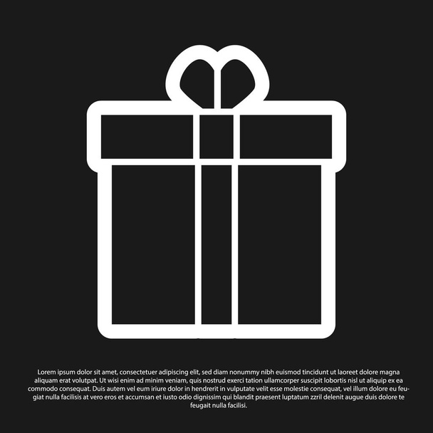 Caja de regalo negra e icono del corazón aislado sobre fondo negro. Día de San Valentín. Ilustración vectorial
 - Vector, Imagen
