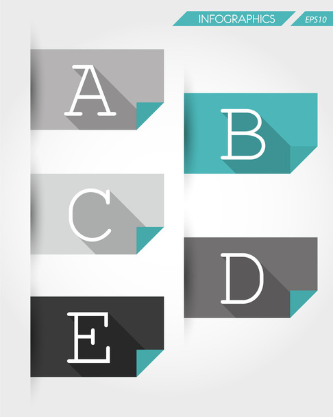 turquoise flat paper stickers with letters - Vetor, Imagem