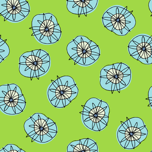 Patrón sin costuras con flores hippyish multicolores dibujadas a mano para el diseño de superficies y otros proyectos de diseño
 - Vector, Imagen