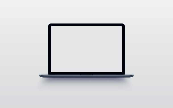Portátil gris con pantalla de ordenador en blanco. Vista frontal Mock up
. - Foto, Imagen
