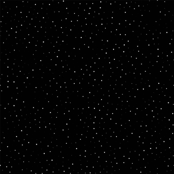 Seamless pattern with space graphic elements on dark background. Decorative starry backdrop - Vector, Image