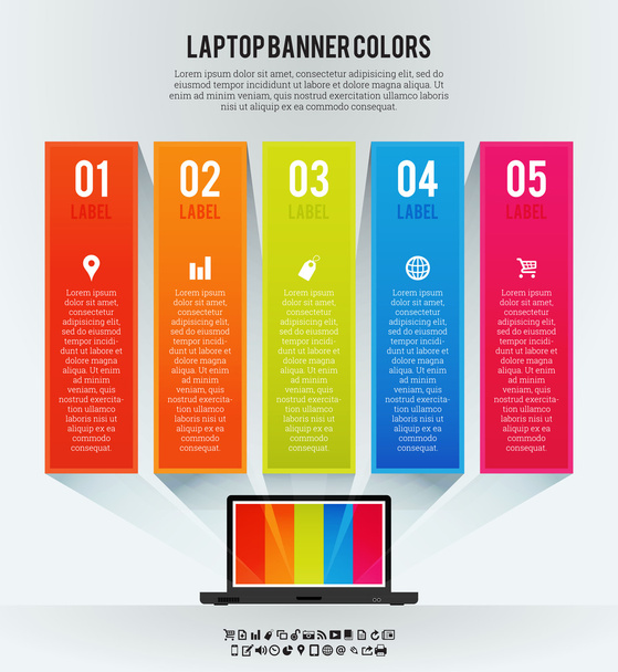 Laptop Banner Colors Background - Vektor, kép