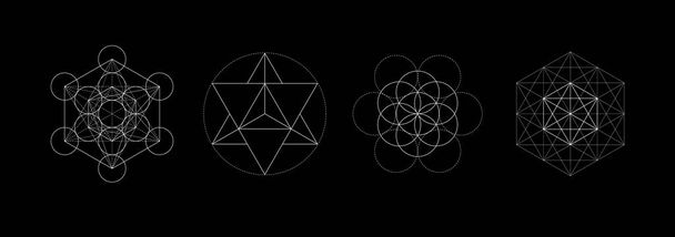Mystical sacred geometry vector symbos set. Spirituality, harmony concept - Vector, Image