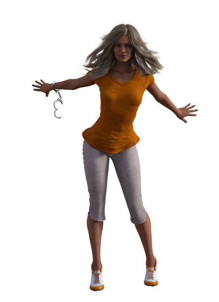 3d illustration of prisoner girl - Photo, Image