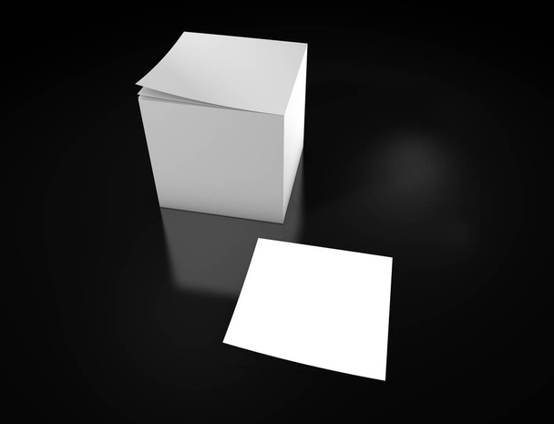 white blank paper box on black background. 3d rendering - Foto, imagen