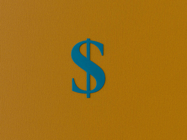 Textil: Sinal de dólar azul no fundo amarelo
 - Foto, Imagem