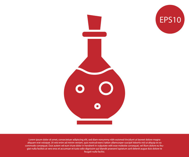 白い背景に魔法のエリキシルアイコンが隔離された赤いガラス瓶。コンピュータゲーム資産。ベクターイラスト - ベクター画像