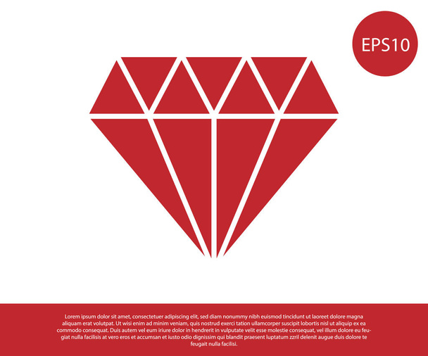 Ikona červeného diamantu izolovaná na bílém pozadí. Symbol šperků. Drahokam. Vektorová ilustrace - Vektor, obrázek