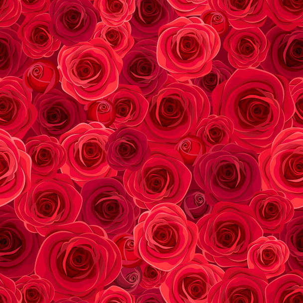 Vector seamless background with red roses. - Vector, Image