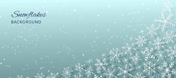 Winter holiday and Christmas abstract background with white snowflakes on bokeh vector illustration. - Vektori, kuva
