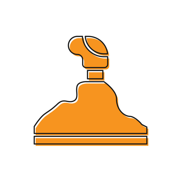 Orangefarbenes Schaltwerk-Symbol auf weißem Hintergrund. Sendesymbol. Vektorillustration - Vektor, Bild
