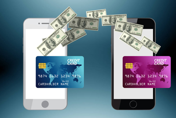 Concepto de transferencias de billetera móvil - renderizado 3d
 - Foto, imagen