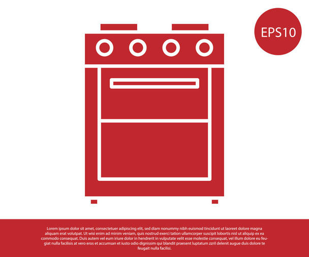 Red Oven icon isolated on white background. Stove gas oven sign. Vector Illustration - Vector, Image
