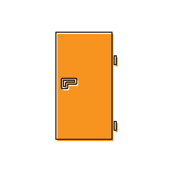 Orangefarbenes Symbol geschlossener Tür isoliert auf weißem Hintergrund. Vektorillustration - Vektor, Bild
