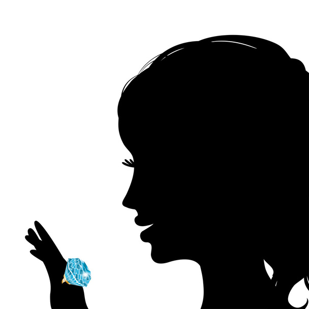 Silhouette of a beautiful girl was presented with a ring - Вектор,изображение
