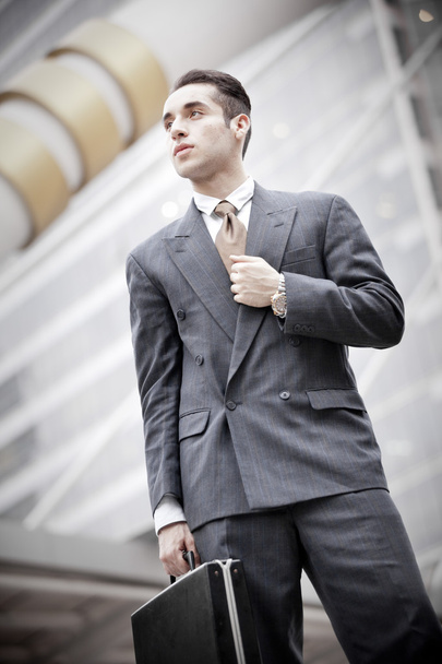 Businessman standing with a briefcase,outdoor. - Fotografie, Obrázek