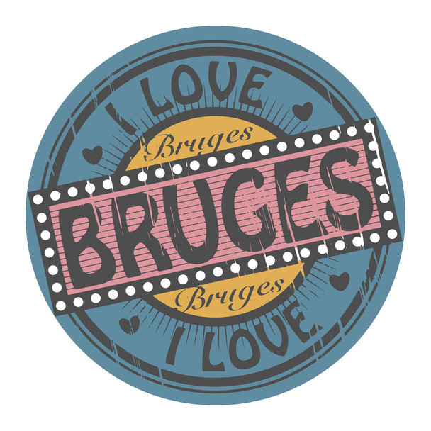 Stamp I Love Bruges - Vector, Image