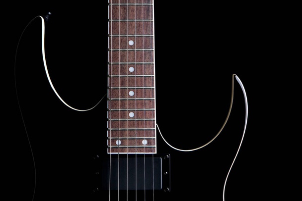 electric guitar silhouette isolated on b - Foto, Imagen