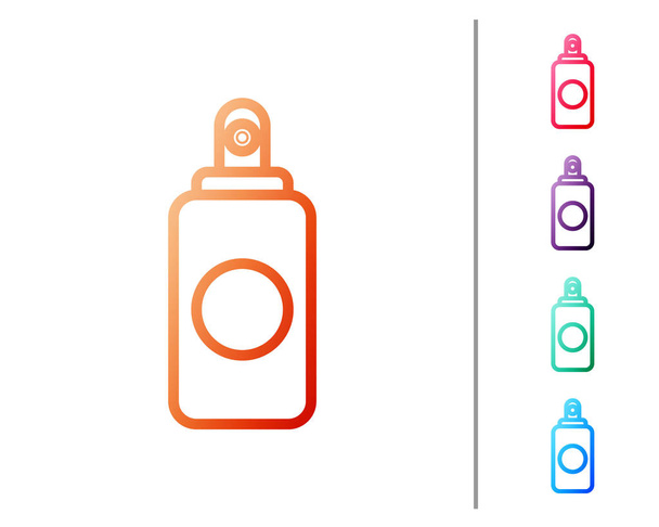 Ligne rouge Spray peut pour désodorisant, laque à cheveux, déodorant, icône antitranspirant isolé sur fond blanc. Définir des icônes de couleur. Illustration vectorielle
 - Vecteur, image