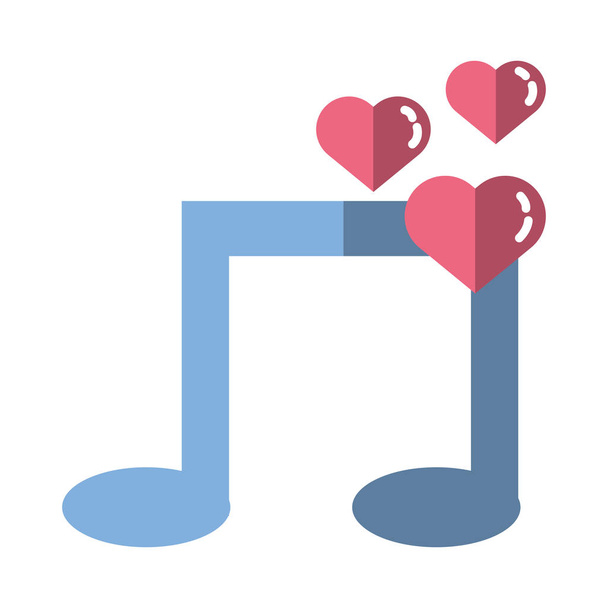 happy valentines day music notes with hearts - Vector, Image