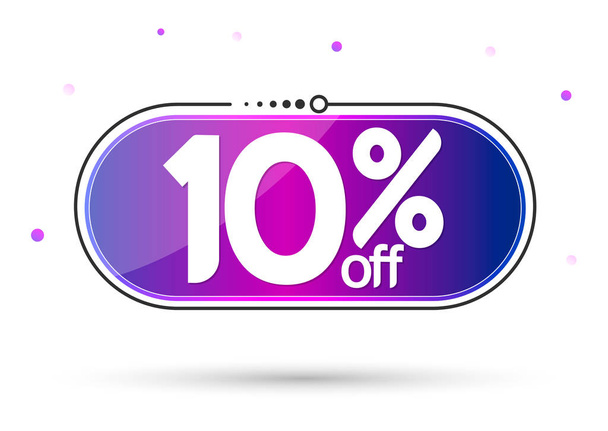 Sale 10% off tag, discount banner design template, vector illustration - Vector, Image