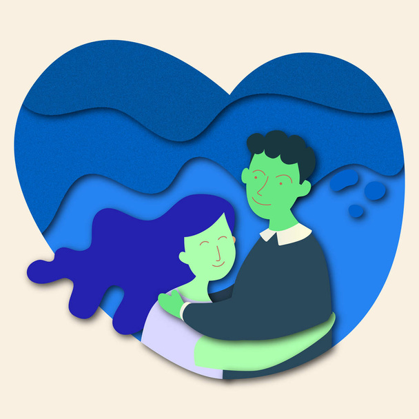 Romantic concept. Couple in love. Two hugging lovers. Vector ill - Vector, Image