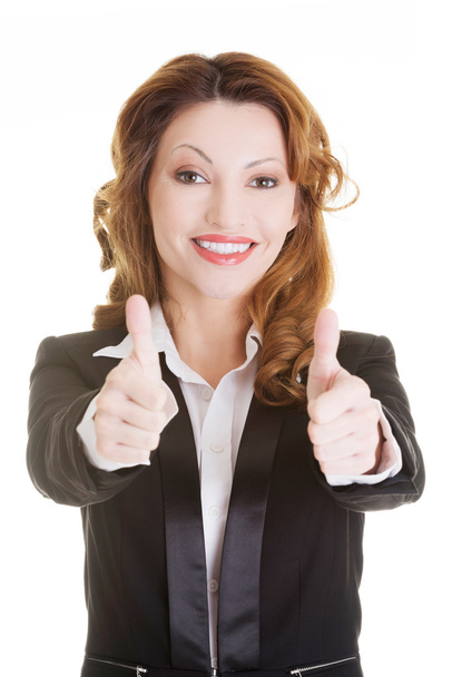 Business woman with thumbs up, ok gesture - Φωτογραφία, εικόνα